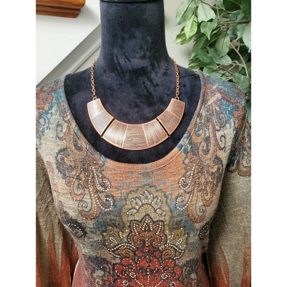 Studio Gem Women Multicolor Polyester Round Neck Long Sleeve Knee Length Dress L - Picture 2 of 11